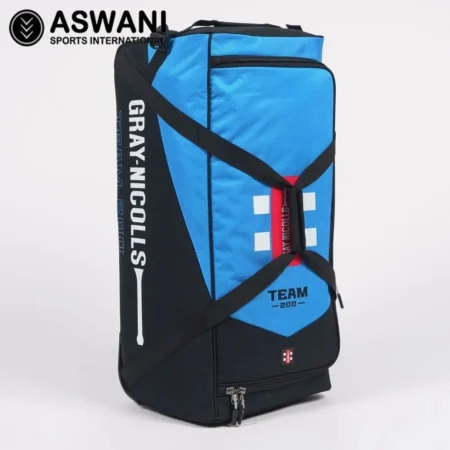 Gray Nicolls Team 200 Cricket Wheelie Kit Bag, Black/Cyan 