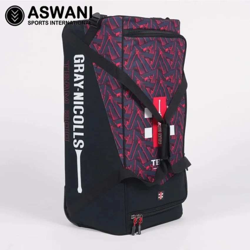 Gray Nicolls Team 200 Cricket Wheelie Kit Bag, Black/Red 