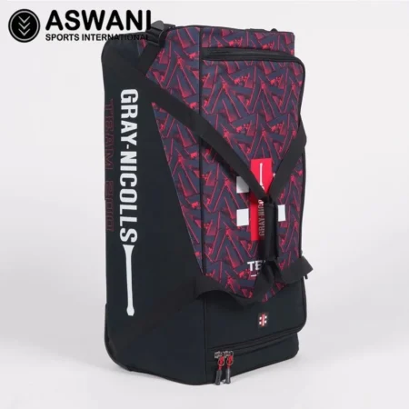 Gray Nicolls Team 200 Cricket Wheelie Kit Bag, Black/Red 
