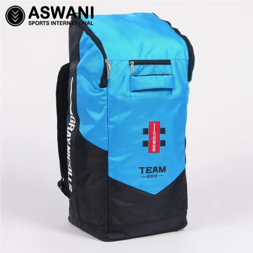 Gray Nicolls Team 200 Cricket Duffle Kit Bag, Black/Cyan 